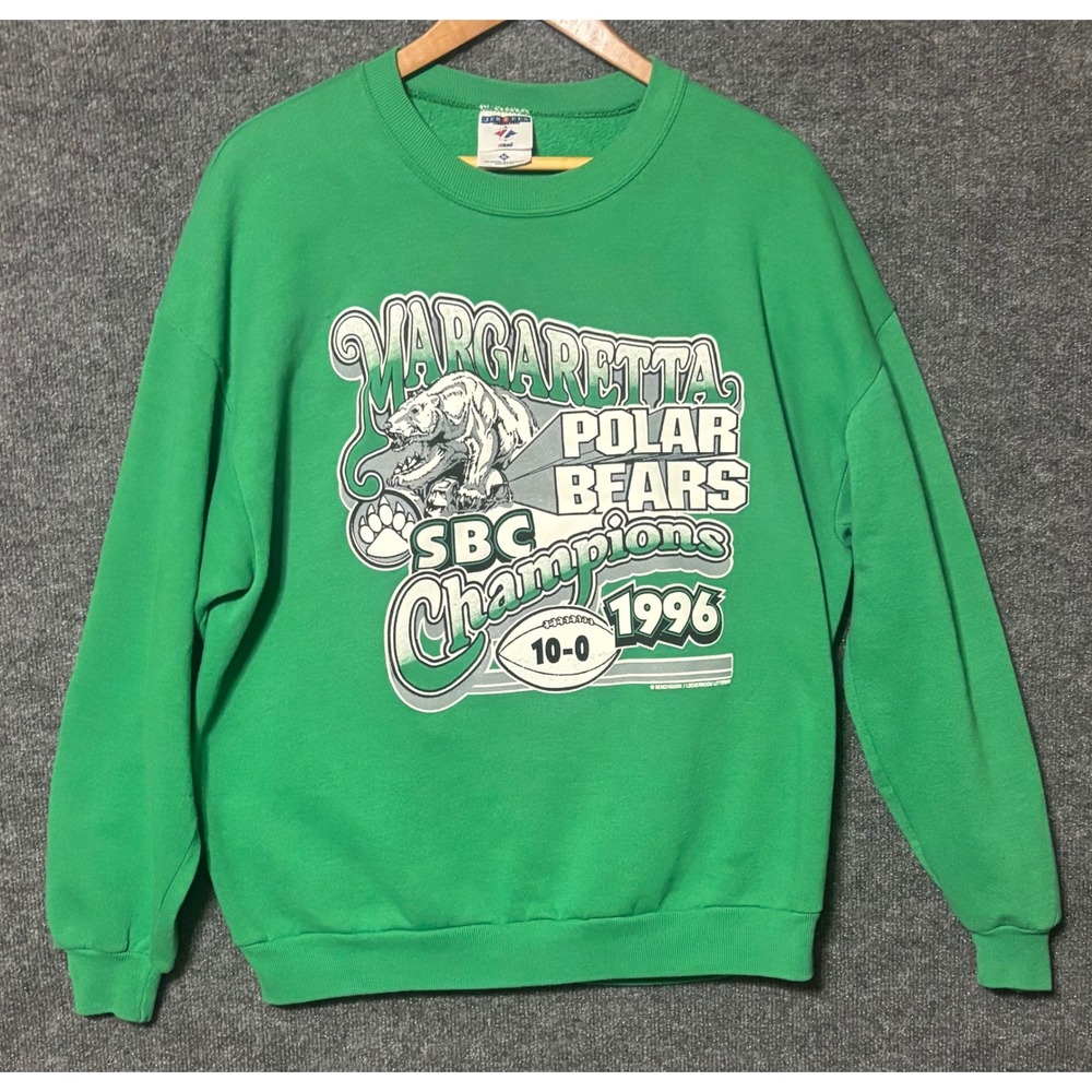 VTG Margaretta HS Polar Bears‎ SBC Champions 1996 Green Sweatshirt XL Jerzees